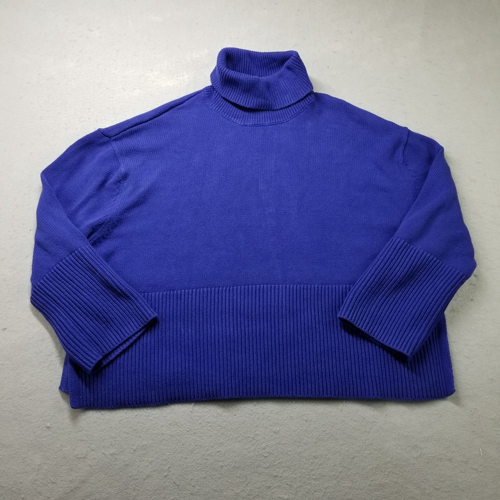 Gap Sweater Womens Size Large Purple Blue Turtle Neck Oversized Cotton